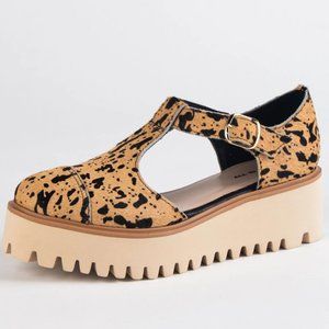 All Black Flatform Jungle Sandal Paint Splatter